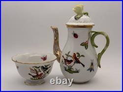 Herend Rothschild Bird Coffee Pot and Matching Sugar Bowl Mint Condition (S25)