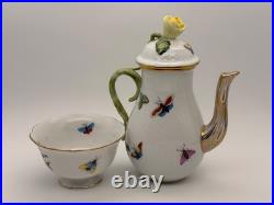 Herend Rothschild Bird Coffee Pot and Matching Sugar Bowl Mint Condition (S25)