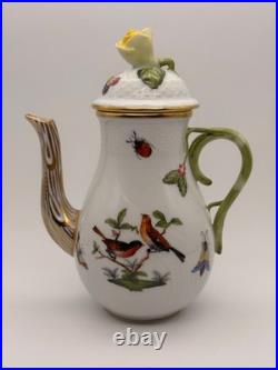 Herend Rothschild Bird Coffee Pot and Matching Sugar Bowl Mint Condition (S25)