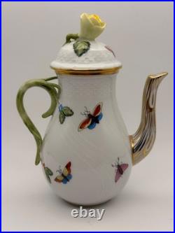 Herend Rothschild Bird Coffee Pot and Matching Sugar Bowl Mint Condition (S25)
