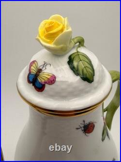 Herend Rothschild Bird Coffee Pot and Matching Sugar Bowl Mint Condition (S25)