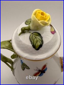 Herend Rothschild Bird Coffee Pot and Matching Sugar Bowl Mint Condition (S25)