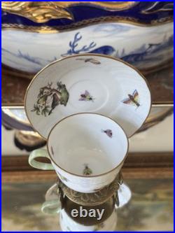 Herend Rothschild Bird Handpainted Tea Cups Vintage