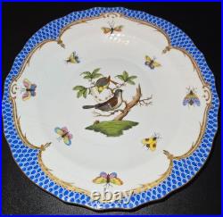 Herend Rothschild Bird RO-EB Blue Fish Scale 7.5 Salad Plate 1518 Handpainted