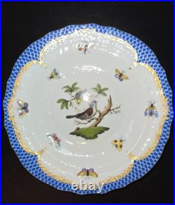 Herend Rothschild Bird RO-EB Blue Fish Scale 7.5 Salad Plate 1518 Handpainted
