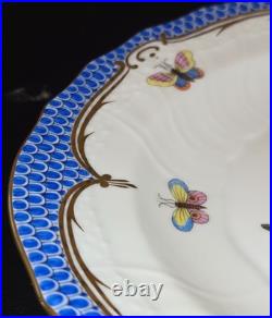 Herend Rothschild Bird RO-EB Blue Fish Scale 7.5 Salad Plate 1518 Handpainted