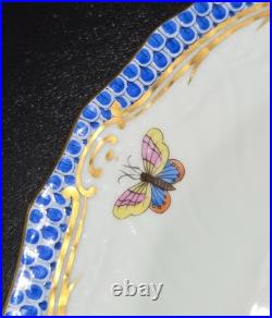 Herend Rothschild Bird RO-EB Blue Fish Scale 7.5 Salad Plate 1518 Handpainted Herend Rothschild Bird RO-EB Blue Fish Scale 7.5 Salad Plate 1518 Handpainted