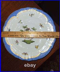 Herend Rothschild Bird RO-EB Blue Fish Scale 7.5 Salad Plate 1518 Handpainted