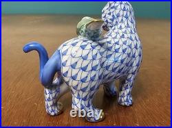 Herend The Odd Couple Cat & Bird Figure Fishnet Hand Painted 24k Gold Accents