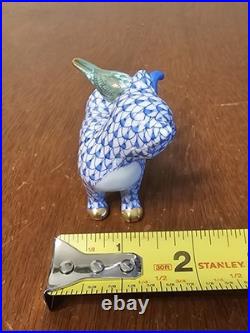 Herend The Odd Couple Cat & Bird Figure Fishnet Hand Painted 24k Gold Accents