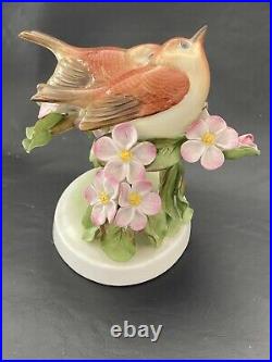 Herend birds on flowering twigs porcelain statue