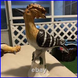 Hoopoe Porcelain Bird on Stump Rare fine about 11 inch meiselman vintage Italy