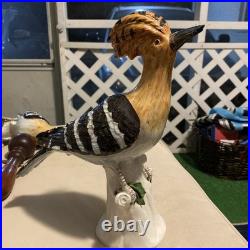 Hoopoe Porcelain Bird on Stump Rare fine about 11 inch meiselman vintage Italy