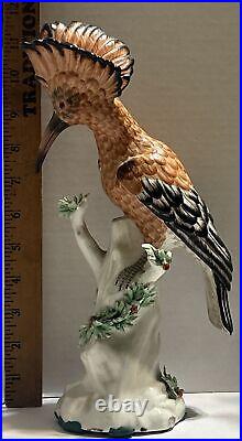 Hoopoe Porcelain Bird on Stump Rare fine about 12inch