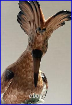 Hoopoe Porcelain Bird on Stump Rare fine about 12inch