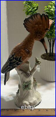 Hoopoe Porcelain Bird on Stump Rare fine about 12inch