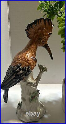 Hoopoe Porcelain Bird on Stump Rare fine about 12inch