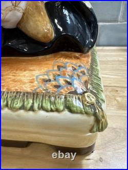 Huge Italian Porcelain Figure sculpture 25 Tall 14 Wide Asian Man With Bird