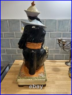 Huge Italian Porcelain Figure sculpture 25 Tall 14 Wide Asian Man With Bird