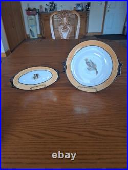 Hutschenreuther Selb Bavaria Oriental Bird Pattern 2 Orange & Black Serving Dish