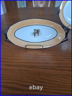 Hutschenreuther Selb Bavaria Oriental Bird Pattern 2 Orange & Black Serving Dish
