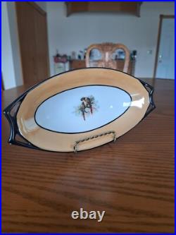 Hutschenreuther Selb Bavaria Oriental Bird Pattern 2 Orange & Black Serving Dish