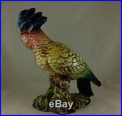 INTRADA Italian Ceramic Tropical Parrot Figurine Statue Handmade in Italy