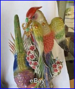 Important HUGE Paradise Birds Phoenix porcelain statue figure China 23