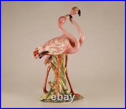 Italian ceramic porcelain animal figurine Flamingo Giovanni Ronzan Lenci 1950s