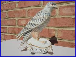 Italy Porcelain HP Falcon Bird on Tasseled Pillow Figure 7 1/2 Excellent