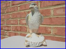 Italy Porcelain HP Falcon Bird on Tasseled Pillow Figure 7 1/2 Excellent
