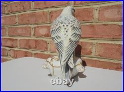 Italy Porcelain HP Falcon Bird on Tasseled Pillow Figure 7 1/2 Excellent
