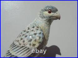 Italy Porcelain HP Falcon Bird on Tasseled Pillow Figure 7 1/2 Excellent