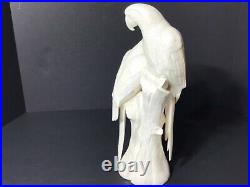Italy life-size parrots white iridescent luster porcelain bird Figurine Statue