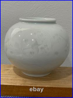 Japanese 20th Cent. Signed Porcelain Globular / Bulbous Form Vase with Birds Dec