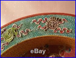 KANGXI antique chinese famille rose bird statue porcelain pottery vtg art bowl