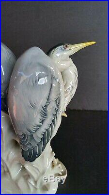 KARL ENS Porcelain Figurine, pair of Herons- German Statue of Two Birds Cranes