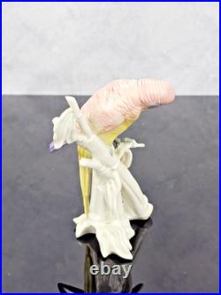 Karl Ens 6778 Porcelain Parakeet Parrot Bird Figurine Pink Rose Yellow Germany