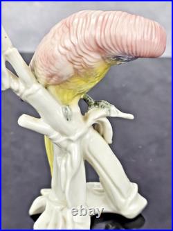 Karl Ens 6778 Porcelain Parakeet Parrot Bird Figurine Pink Rose Yellow Germany