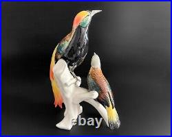 Karl Ens Germany 11 Large Colorful Rare Bird of Paradise Pair Group Figurine