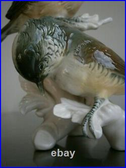 Karl Ens Porcelain Saxe Couple Chickadees Huppees Birds Deco Statue Animal