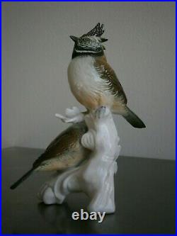 Karl Ens Porcelain Saxe Couple Chickadees Huppees Birds Deco Statue Animal
