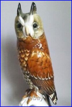 Karl Ens Rare Antique Porcelain Figurine Statue Eared Owl Animal Marked Germany