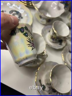 Korosten Porcelain Tea Set, 29 pcs, Bird of Paradise, Vintage USSR