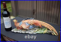 LArge italian capodimonte marked Tosca porcelain pheasant bird colourful statue