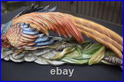 LArge italian capodimonte marked Tosca porcelain pheasant bird colourful statue