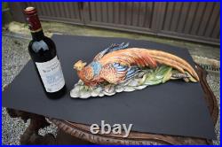 LArge italian capodimonte marked Tosca porcelain pheasant bird colourful statue