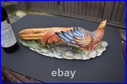 LArge italian capodimonte marked Tosca porcelain pheasant bird colourful statue