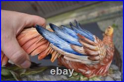 LArge italian capodimonte marked Tosca porcelain pheasant bird colourful statue