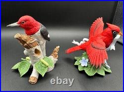 LENOX Garden Birds Fine Porcelain Figurines Red-Headed Woodpecker&Cardinal MINT